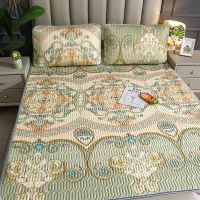 南方生活乳胶冰丝凉席夏季单双人学生宿舍可折叠可水洗防滑空调席 爱丽丝金[纯乳胶填充 清爽一夏] 90X200cm[单件乳