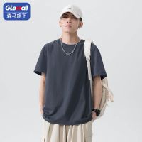 森马旗下GleMall新款男装2021夏季印花t恤半袖上衣潮牌简约打底衫 深灰 M [建议90-110斤]