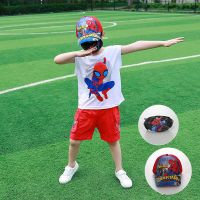 男童夏装蜘蛛侠套装小孩衣服儿童夏天短袖帅气宝宝中裤两件套童装 红色套装【帽子】 90 【收藏商品优先发货哦】