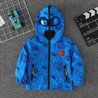 奥特曼蜘蛛侠儿童外套2021春秋男童冲锋衣夹克衫中小童眼镜上衣 A款眼镜夹克蓝色 100 推荐身高90-100适合