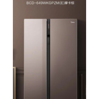 免运费美的BCD-649WKGPZM(E) 风冷 1级变频 电脑控温 母婴抑菌 摩卡棕对开门冰箱