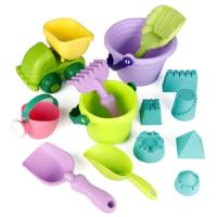 软胶沙滩玩具挖沙子工具套装儿童决明子铲子桶套装宝宝玩沙子玩具 颜色随机 风车沙漏2件套