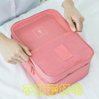 旅行鞋子收纳出差便携鞋包多功能防尘鞋袋手提大容量可套拉杆鞋盒 一代普通款-樱粉色30*21*15