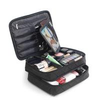 化妆品收纳盒大容量包韩版学生手提包便捷旅行收纳袋手提袋洗漱包 黑色双层