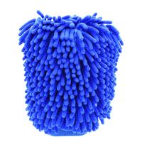 悦车手套洗车雪尼尔双面珊瑚绒清洁毛毛虫擦车抹布珊瑚虫长毛加厚 蓝色加厚