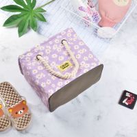 小雏菊洗澡筐折叠手提洗澡篮牛津布洗漱包洗澡袋包防水洗浴筐浴兜 小雏菊浅紫
