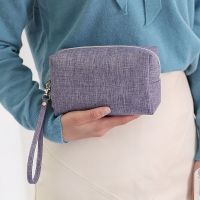 儒匠箱包韩版化妆包大容量包包女包洗漱包手拿包糖果色防水手拎包 化妆包紫布