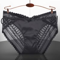女士内裤女蕾丝性感火辣透气石墨稀抑菌档高档蜜桃臀中低腰三角裤 1条-黑色 M 80-100斤