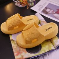 外穿水钻增高一字拖女2021年夏季新款韩版百搭松糕底防滑沙滩鞋潮 1618黄色 [偏小一码] 36