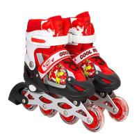 3-12岁儿童溜冰鞋全套装旱冰鞋滑冰鞋轮滑鞋男女可调8轮全闪光 红色单闪(单鞋一双送扳手) L码(38-41)