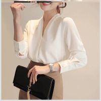 蓝色衬衫上衣女内搭外穿2021新款韩版宽松休闲气质职业衬衫 白色 S 95-105斤