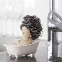 创意厨房可爱小女孩浴缸钢丝球 清洁用品 小女孩浴缸置物架（配钢丝球）