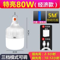 充电led灯泡夜市灯超亮家用停电应急照明灯户外无线移动摆地摊灯 特亮80W经济款+三档可调光
