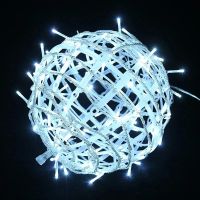 led藤球挂树灯圆球元旦春节街道公园户外亮化装饰彩灯串 胶圆球灯 白色 直径20厘米[高质量防水藤球]