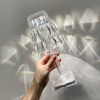 水晶灯意大利床头灯卧室小夜灯充电创意LED氛围灯Battery钻石台灯 USB插电款[按键开关]三色调光