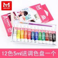 丙烯颜料初学者手绘墙绘绘画套装18色24色炳稀颜料防水纺织画颜料 美邦[12色5ML]送调色盘1个 丙烯颜料