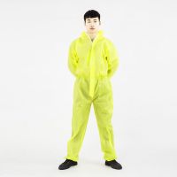 连体带帽轻型化学防护服生化防尘耐酸碱工作服化工喷漆实验防化服 耐酸碱防化服 XL
