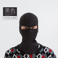 防晒面罩电焊冰丝头套夏季男CS户外战术骑行钓鱼全脸蒙面防尘头罩 黑色（中）