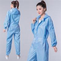 防尘服连帽分体连体防静电衣服无尘服洁净服喷漆车间工作服防护服 蓝色 连体服 S