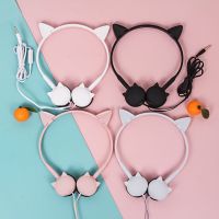 头戴式耳机有线通用少女心可爱适用VIVO华为OPPO小米女士学生耳麦 星夜黑色 小猫款(带麦克风)