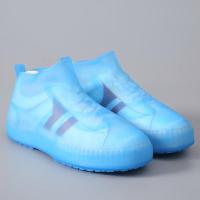 [鞋底双层加厚]雨鞋套男女防水防滑防脏污中低筒水鞋一体成型 低筒 蓝色 M[34-36]