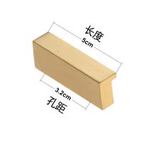 现代简约柜门拉手直条加长北欧拉手柜子金色黄铜衣柜抽屉橱柜把手 L形 5cm长(孔距32mm)抗氧化