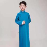 儿童相声服民国长衫长袍大褂男女童古装学生装快板演出表演服秋冬 孔雀蓝 110
