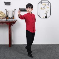 儿童民国学生装童装演出服装中国女童古装民国风五四青年朗诵夏装 酒红色男款 100