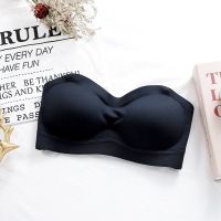 乳胶无痕无肩带内衣女小胸聚拢防滑防走光抹胸式裹胸隐形文胸贴夏 黑色 S[70A 70B]