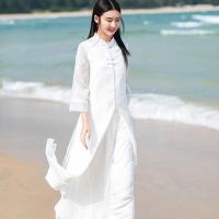 中国风复古唐装套装两件套中式女装改良旗袍汉服雪纺连衣裙茶服禅 裤子 S