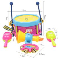 儿童玩具鼓欢乐拍拍鼓乐器小鼓7件敲鼓组合 音乐敲打乐器仿爵士鼓 890-22-乐器7件套（套装版）