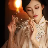 面具古风中国风半脸流苏面帘汉服遮脸古装遮面帘cosplay装扮道具 cosplay面具(可调节大小)