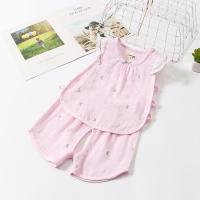 天使豆婴儿衣服夏装薄款男女宝宝背心套装无袖竹纤维琵琶服开裆 彩粉 8689 婴儿开裆爬服 73 适合15-19斤宝宝