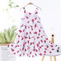 女童连衣裙中小童夏装绵绸裙子小女孩吊带碎花中裙A字裙田园长裙 小动物 M 建议身高110-115cm