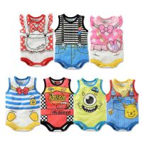 婴儿背心连体衣夏季薄款新生儿无袖哈衣男女宝宝连体衣睡衣夏装潮 背心清仓 66 建议7-13斤