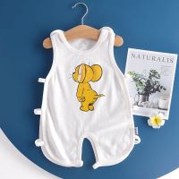 昊贝比宝宝琵琶衣夏季薄款婴儿连体衣1背心哈衣轻薄无袖衣服3岁 白底杰瑞 偏小一码 60