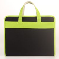 风琴包多层文件夹学生用牛津帆布a4手提拉链资料公文包试卷文件袋 黑色