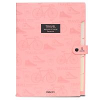 得力小清新风琴包A4规格文件包收纳文件袋学生文艺多层13格票据包 5736/红