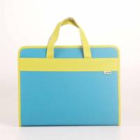 风琴包多层文件夹学生用试卷收纳袋多功能资料袋帆布卷子夹拉链袋 13层/蓝色