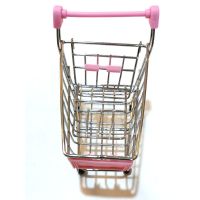 迷你不锈钢购物车创意儿童过家家玩具迷你多功能超市小手推车模型 粉红小购物车