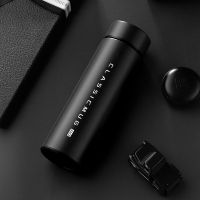 智能测温时尚316 304不锈钢茶杯保温杯子男女学生茶水分离水杯 304 高冷黑-500ml 单杯