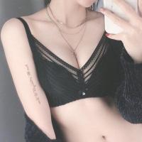 婴儿棉内衣女学生韩版文胸无钢圈薄款小胸聚拢不空杯调整型胸罩 雅黑色 70A
