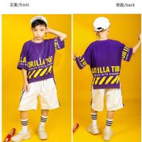 六一儿童演出服中小学生hiphop男童嘻哈街舞套装女童爵士舞表演服 上衣+裤子 100