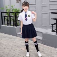 儿童演出服中小学生大合唱团男女诗歌朗诵表演服装幼儿园班服校服 短袖套装女款 110