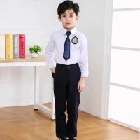 中小学生大合唱表演服装儿童合唱团诗朗诵演出服歌咏比赛校服男女 白色长袖套装男 110