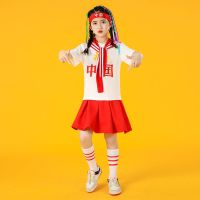 六一儿童演出服男女童合唱舞蹈诗歌朗诵套装中小学团队啦啦队 红色女款(送发带中筒袜) 110 身高(100-110)
