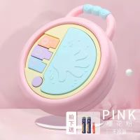 婴儿玩具儿童拍拍鼓手拍鼓六面体益智音乐6个月以上宝宝早教1岁8 粉色手拍鼓[电池版]