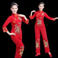 新款秧歌服女中老年广场舞民族舞扇子腰鼓服喜庆年会秧歌演出服饰 中国红秧歌 S