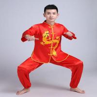 广场舞服装男士秧歌服民族舞蹈服锣鼓演出服舞龙队节庆表演服长袖 红色 身高160体重85到115