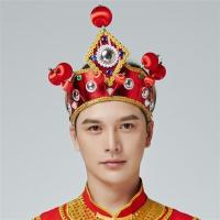 威风锣鼓帽子头饰打鼓列子腰鼓帽舞蹈头饰戏剧头盔额子舞狮对专用 红色